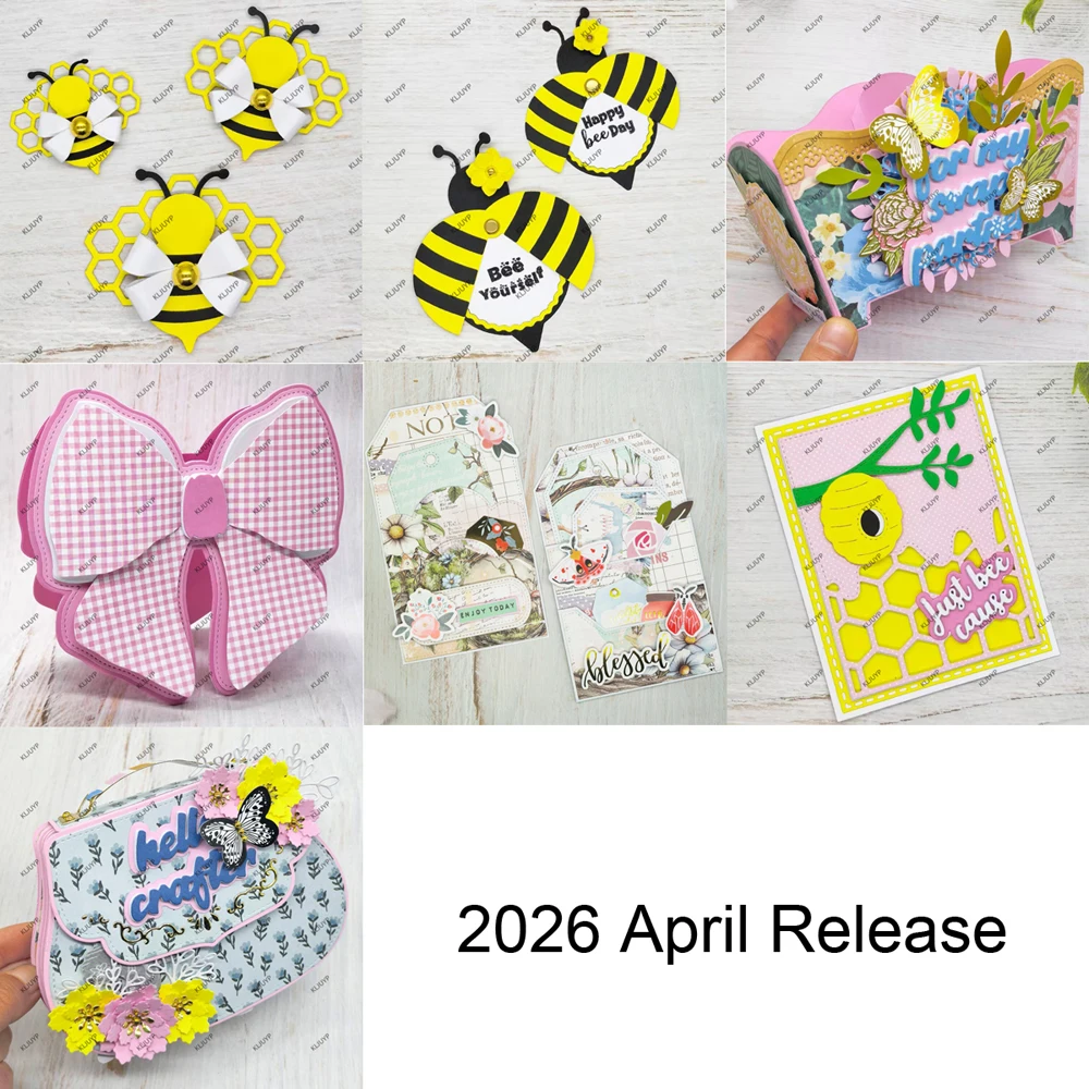 KLJUYP 2026 April Release Bundle Metal Cutting Dies Stencils for DIY Scrapbooking Decorative Embossing DIY Paper Cards