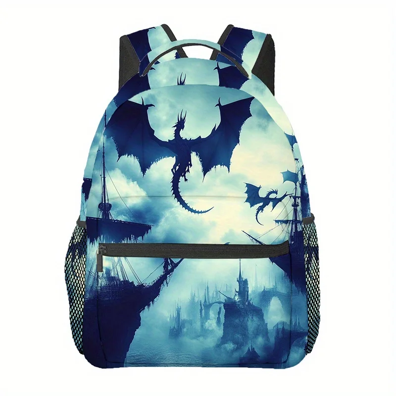 

Sailing Ship Print Backpack - Adjustable Straps, Durable Polyester, Zip Closure, Ideal for Hiking, Camping, and Casual Outings