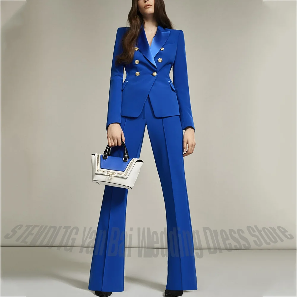 Sophisticated Women's Trouser Suit Double Breasted Elegant Lady Outfit Costume Jacket Pants Formal Occasion Female Suit Set