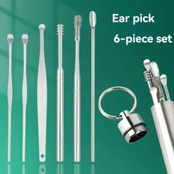 Ear Pick Six-piece Set Ear Cleaning Ear Picking Earpick Convenient Portable Portable Ear Pick Household Portable for Adults