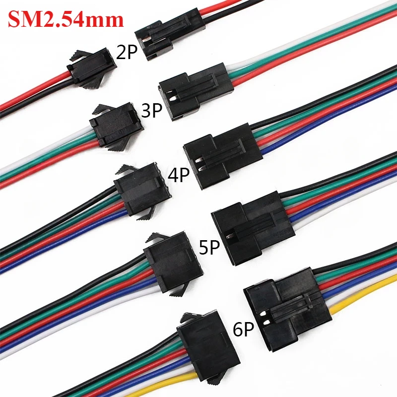 

2Pin 3Pin 4Pin 5Pin 6Pin led Connector Male/female JST SM 2 3 4 5 6Pin Plug Connector Wire Cable for Led Strip Light Lamp Driver