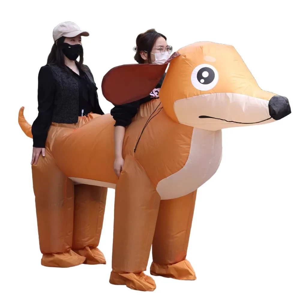 New Adult Sausage Dog Double Dog Inflatable Clothing Festival Party Funny Stage Performance Creative Dress Up view 6