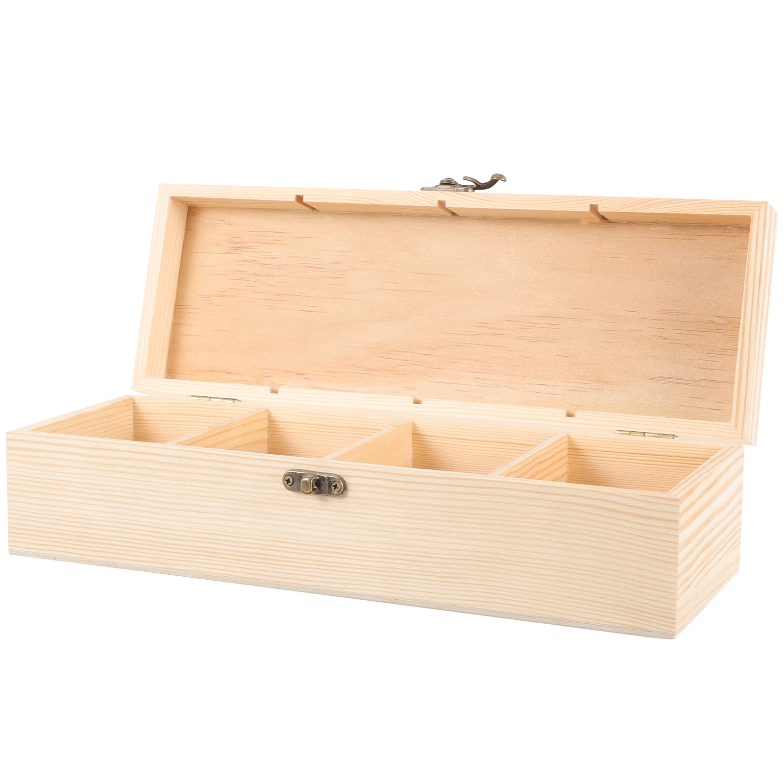 

Solid Wood Packaging Box Jewelry Storage Tea Organizer Copper Finish Wooden Crates Stackable Keepsake Container Small Size