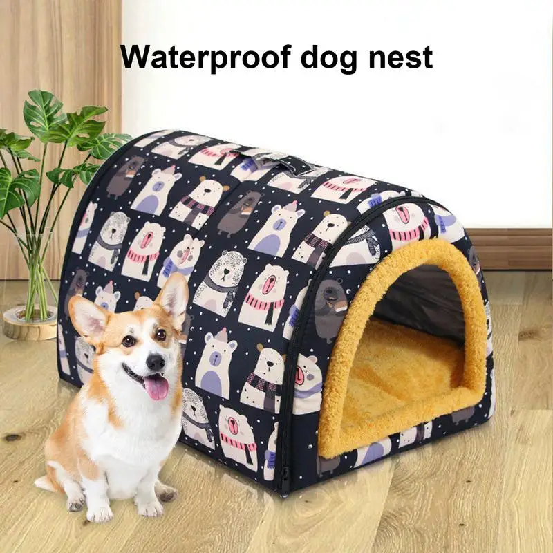 

Warm Dog Bed House Puppy Cave Sofa Water Resistant Pet House Cave With Removable Cushion For Small Medium Large Dogs Cats