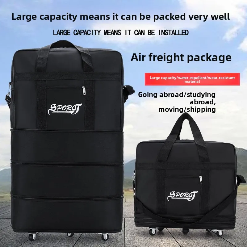 大容量拡張可能な移動用バッグ-車輪付き荷物バッグ-航空旅行用-転送用カーゴバッグ-多機能バッグ
