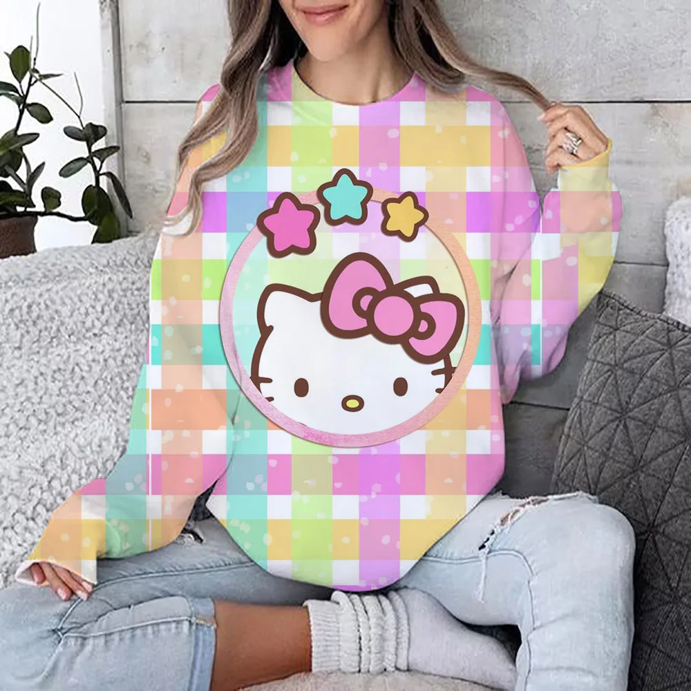 Streetwear Hoodies HELLO KITTY Printed Women Sweatshirt Autumn Winter Long Sleeve Harajuku Pullovers Hooded Sweater sudadera