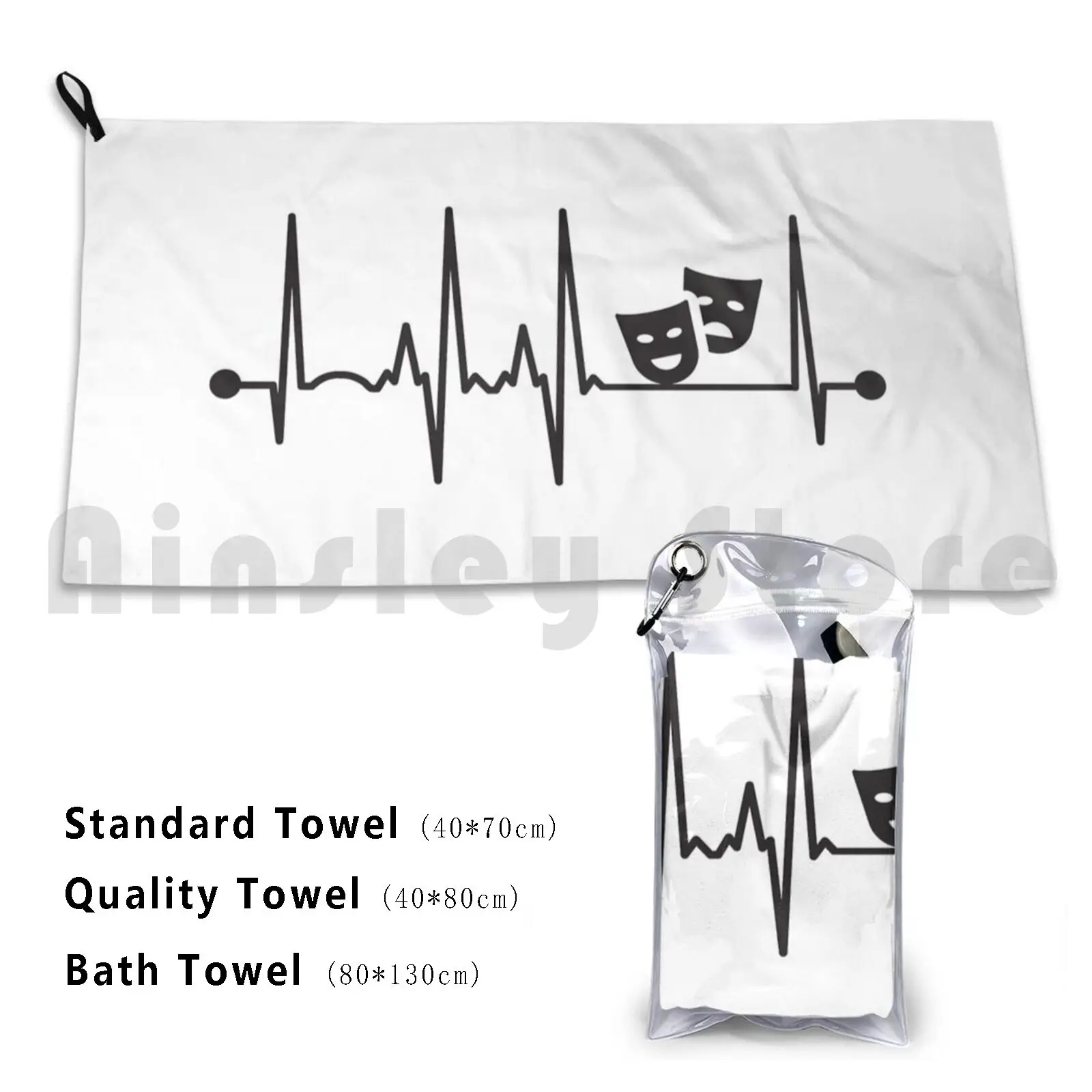 Theatre Heartbeat Beach Towel Quick Dry Quality Towel Tech Week Theater Musical Actor Thespian Musicals I Love Musicals