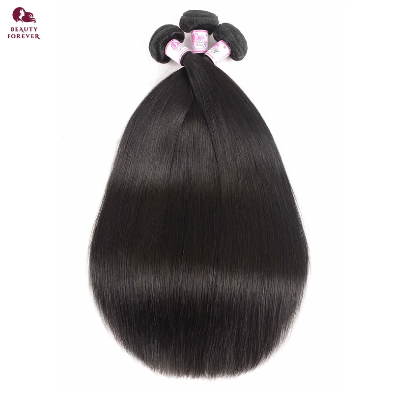 

Beauty Forever, 3 пучка прямых человеческих волос, класс 12А, 100% бразильские необработанные необработанные девственные человеческие волосы, плетение