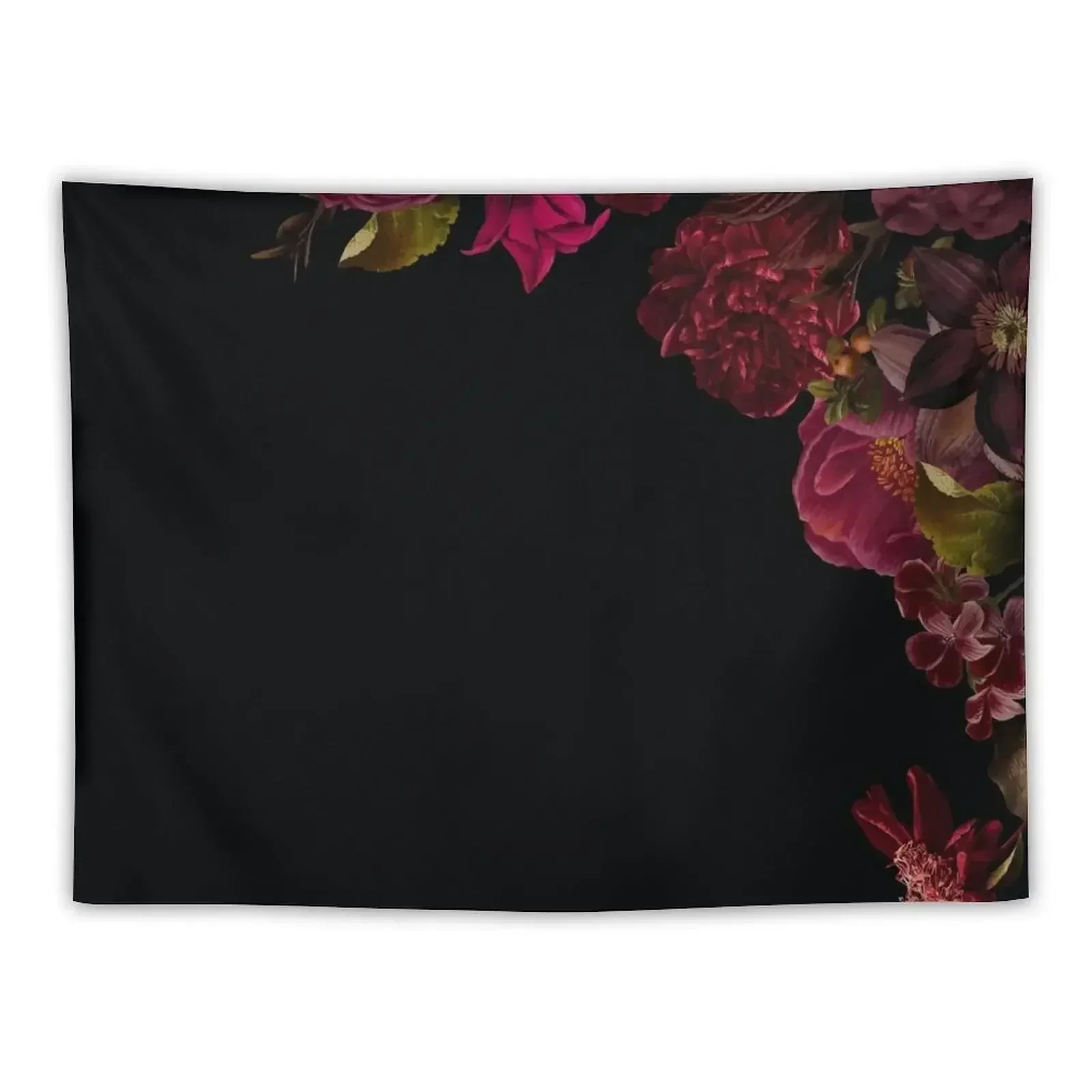 

Antique dark red roses and other flowers on black Tapestry Aesthetics For Room Decorations For Room Tapestry