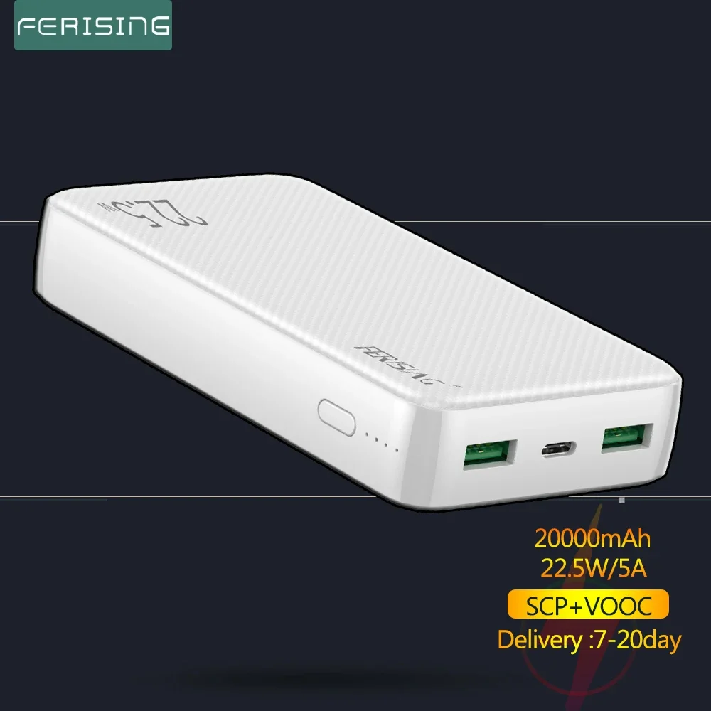 

FERISING Mini Power Bank 20000mAh 22.5W Quick Charging External Battery Charger VOOC PD3.0 QC4.0 20000 mah Fast Charge PoverBank