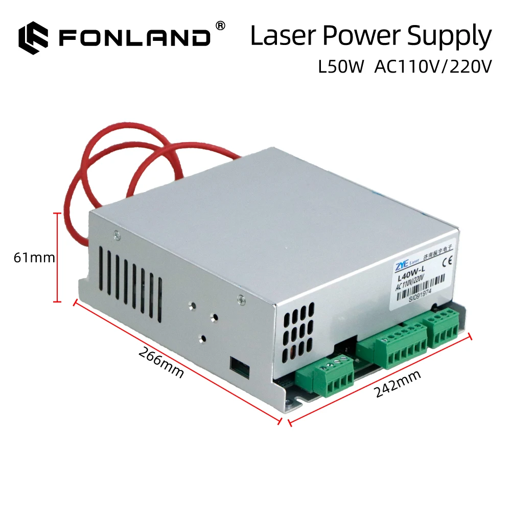 FONLAND MYJG-50W CO2 Laser Tube Power Supply for CO2 Laser Engraving Cutting Machine 4060 6090