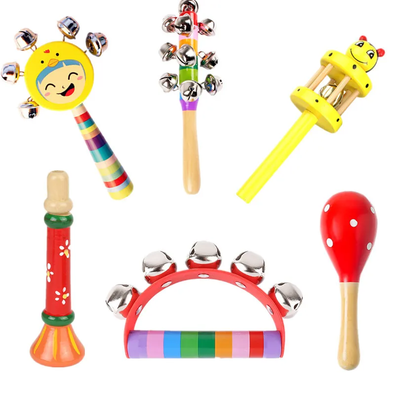 Montessori percussão instrumento conjunto, Educação Infantil Musical, Mão tocando, Ouvindo brinquedo