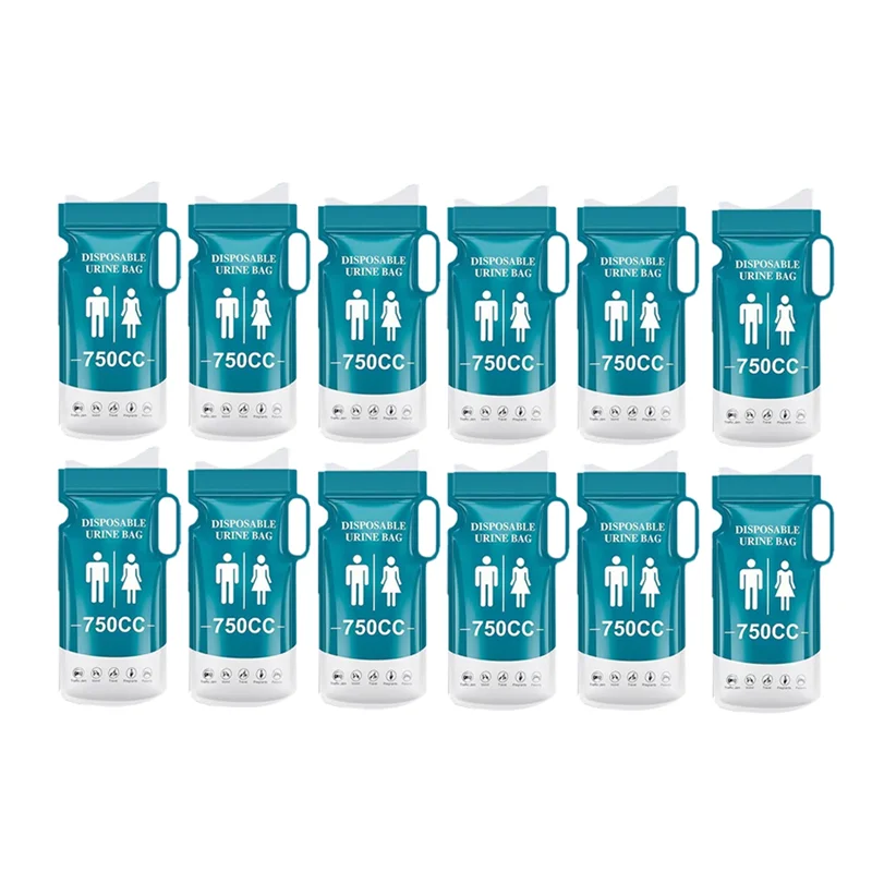 RALCA-12PCS أكياس البول القابل للتصرف أكياس التبول المحمولة للسفر للنساء والرجال، أكياس القيء في حالات الطوارئ 750 مللي مبولة للاستعمال مرة واحدة