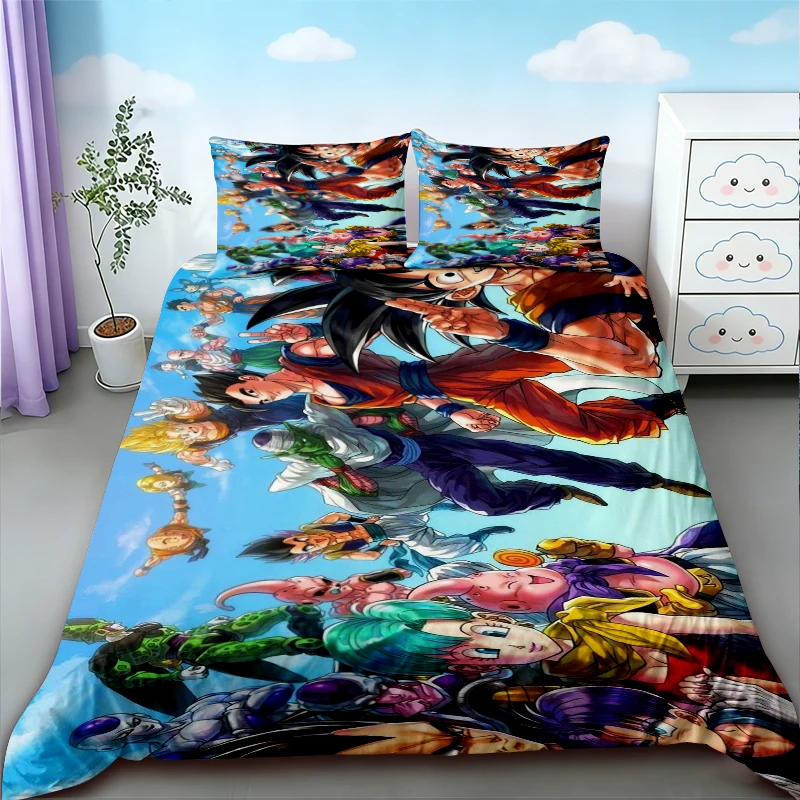 Kids Goku Duvet Cover Dragon Ball Anime Bedding Set Soft and Comfortable Quilt Cover for Bedroom Dormitory view 5