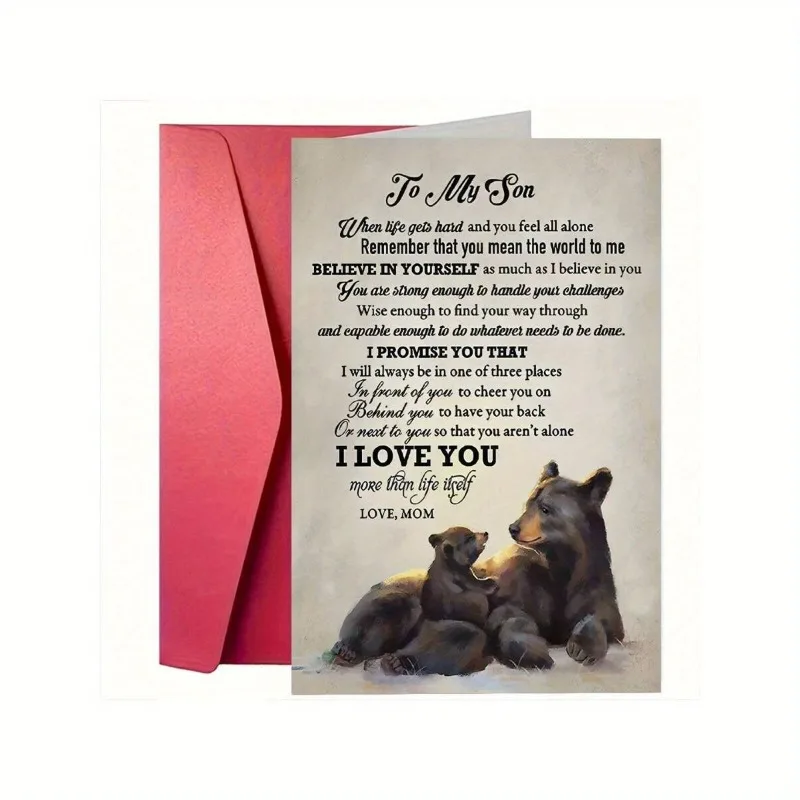 Warm mother and child emotional greeting card set - cute panda pattern, colorful parent-child design, suitable for birthdays, weddings, Diwali and special occasions, high-quality paper materials, with envelopes