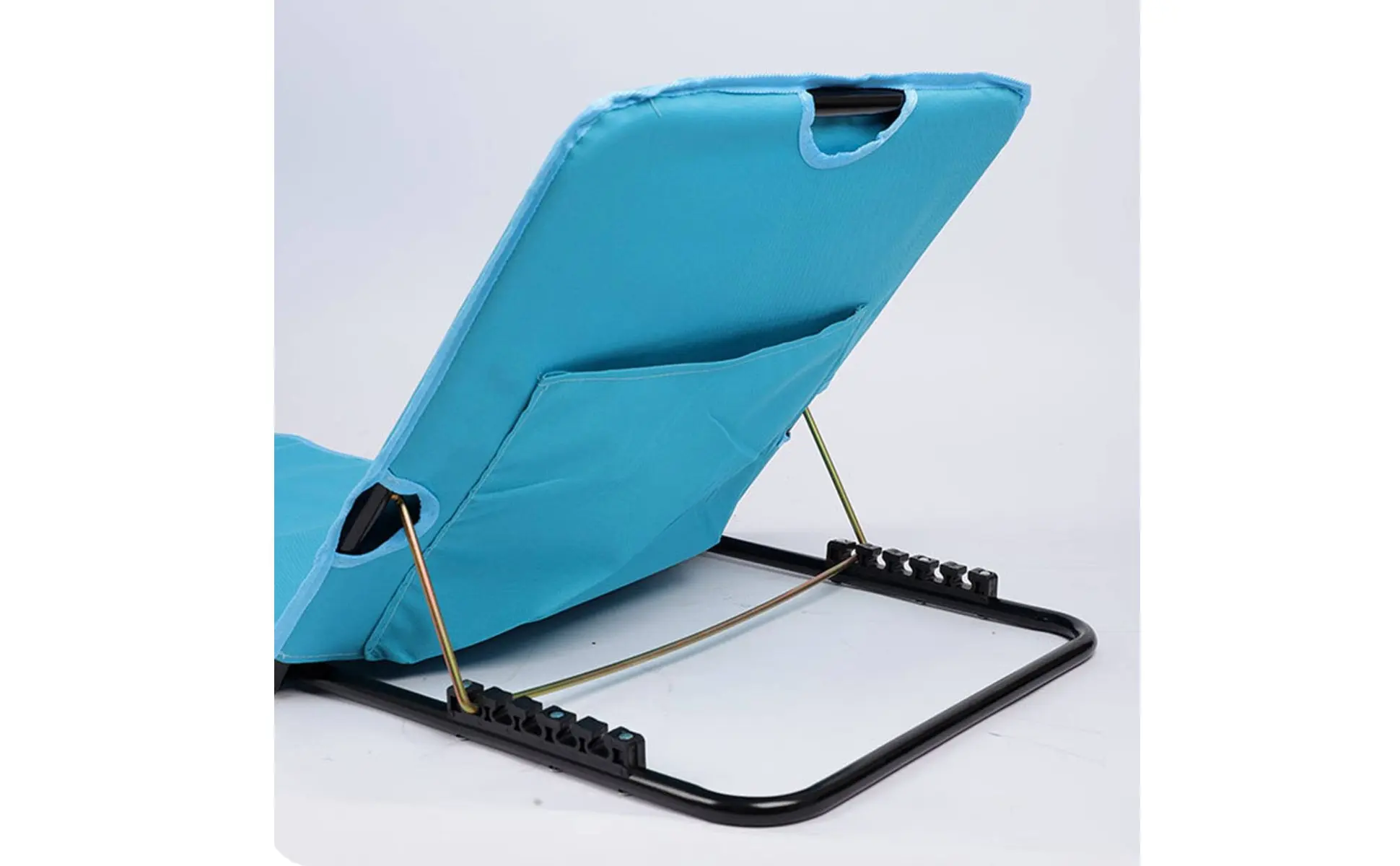 Portable Beach Lounger Foldable Folding Beach Lounger Adjustable Ground Chair Built-in Pillow Camping Floor Seat Storage Pocket