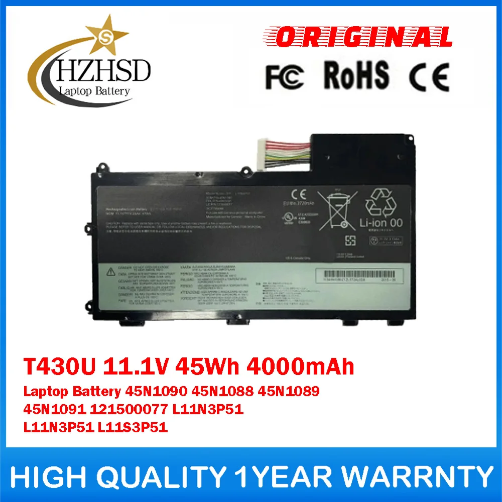 T430U 11.1V 45Wh 4000mAh Genuine Original Laptop Battery For Lenovo 45N1090 45N1088 45N1089 45N1091 121500077 L11N3P51 L11N3P51