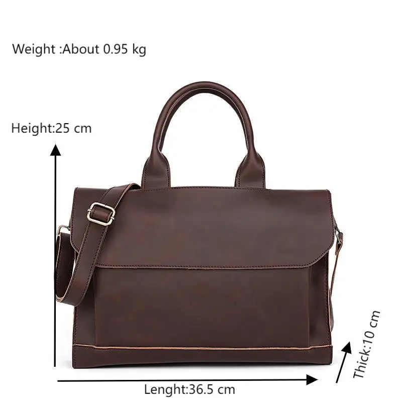 Leder handtasche für Männer 14-Zoll-Laptoptasche Umhängetaschen Vintage Mann Boston Business Aktentasche Umhängetaschen für Büroarbeiten