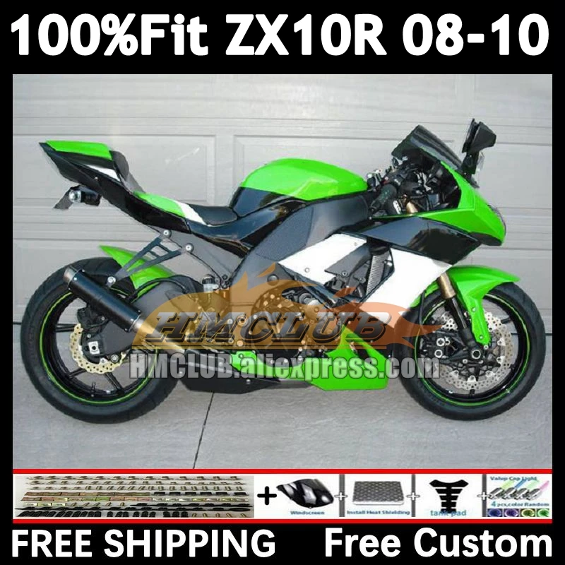 Injection Kit For KAWASAKI NINJA ZX-10R ZX 10R 1000CC 2008 2009 2010 169No.50 ZX1000 black green ZX 10 R ZX10R 08 09 10 Fairing