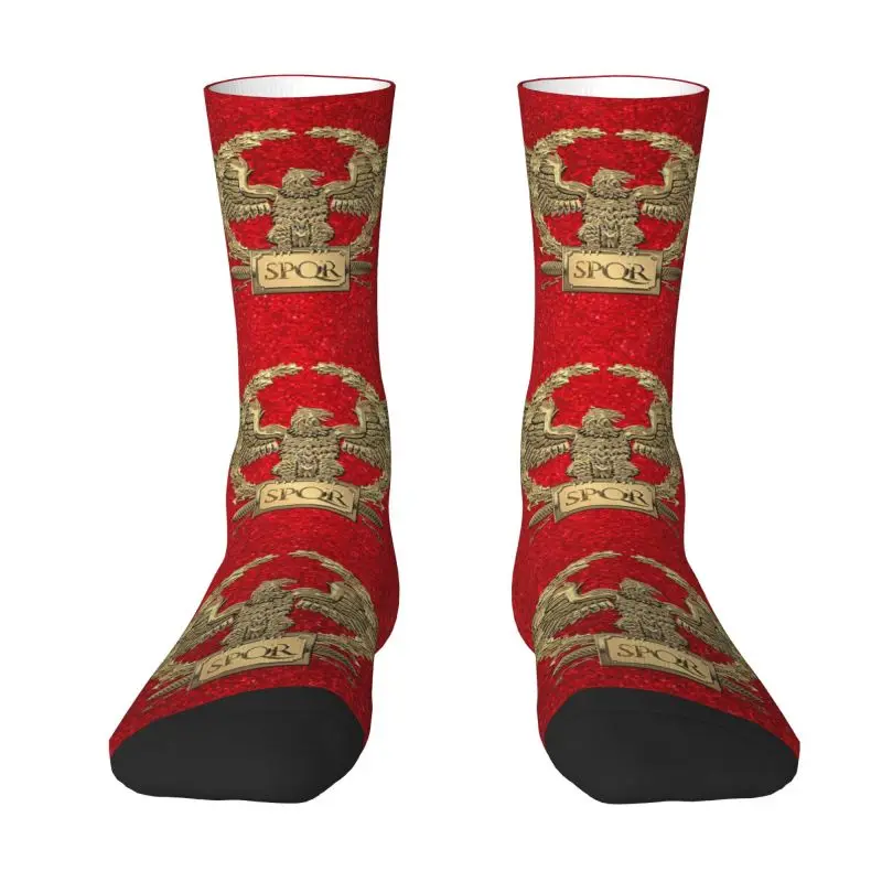 Fashion Men's Gold SPQR Roman Imperial Eagle Dress Socks Unisex Warm Comfortable 3D Print Crew Socks