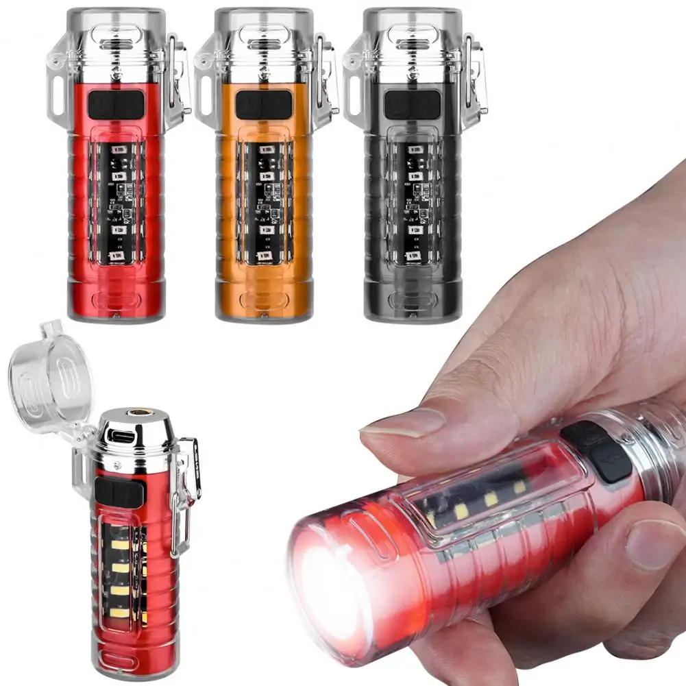 Mini Flashlight Rechargeable Type-C Waterproof Portable Outdoor Fishing Hiking Camping Mini Igniter LED Torch Outdoor Tools