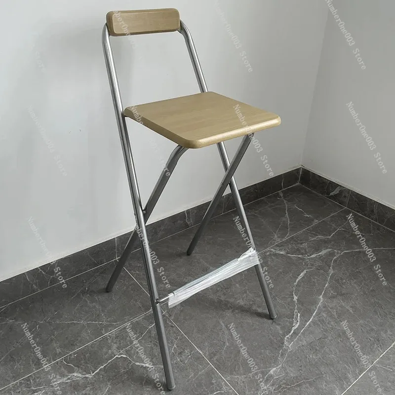 75cm High Simple Folding Chair Bar Stool with Backrest for Fishing Dining Partition