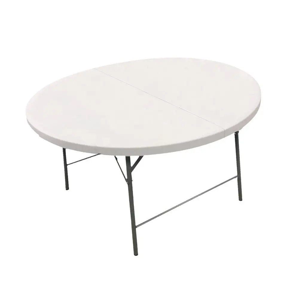 4-Foot inexpensive outdoor picnic folding table with metal folding legs, portable plastic round folding table and activity chair