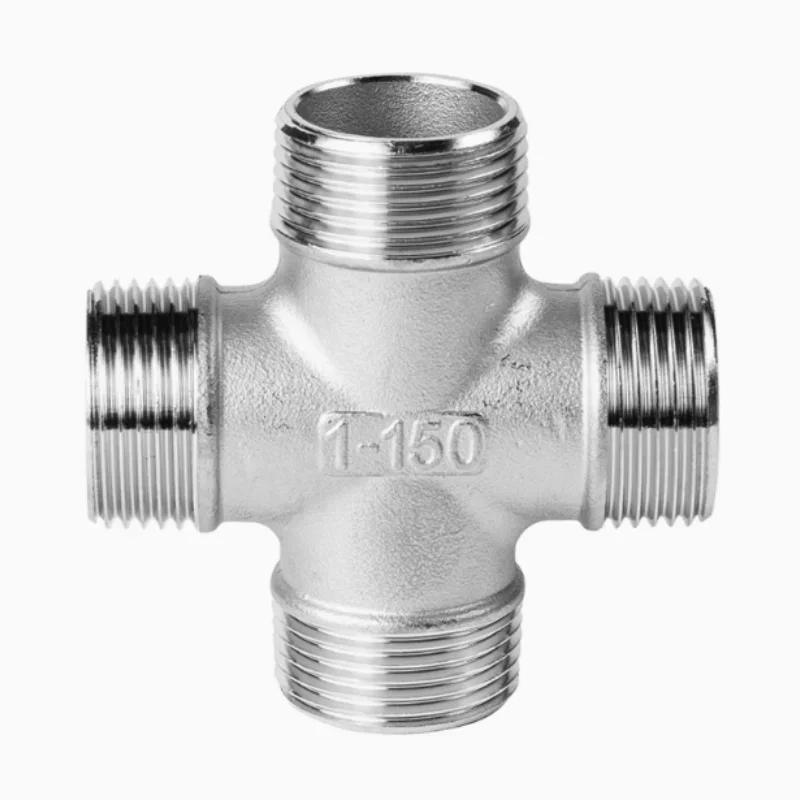 1PCS 304 Stainless Steel External Thread Cross Fitting 1/2 3/4 1 Inch Water Pipe Connector DN15 DN20 Manifold