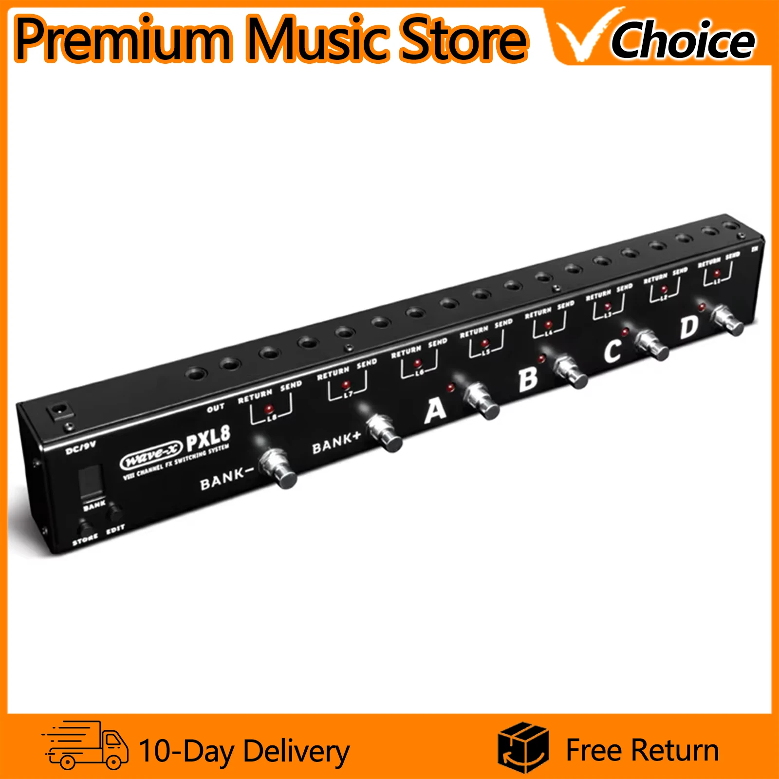 JOYO PXL8 Guitar Pedal Controller Foot Controller 8 Group FX Loop 8-15V DC Guitar Effect Controllers Guitar Parts & Accessories