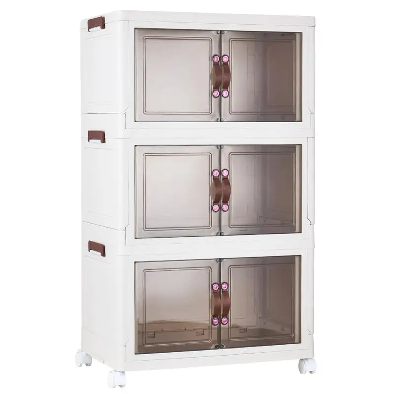 

3-Tier Foldable Storage Cabinet - Heavy-Duty Collapsible Organizer for Closet, Bedroom, Garage & Dorm, Tool-Free Setup, Easy to