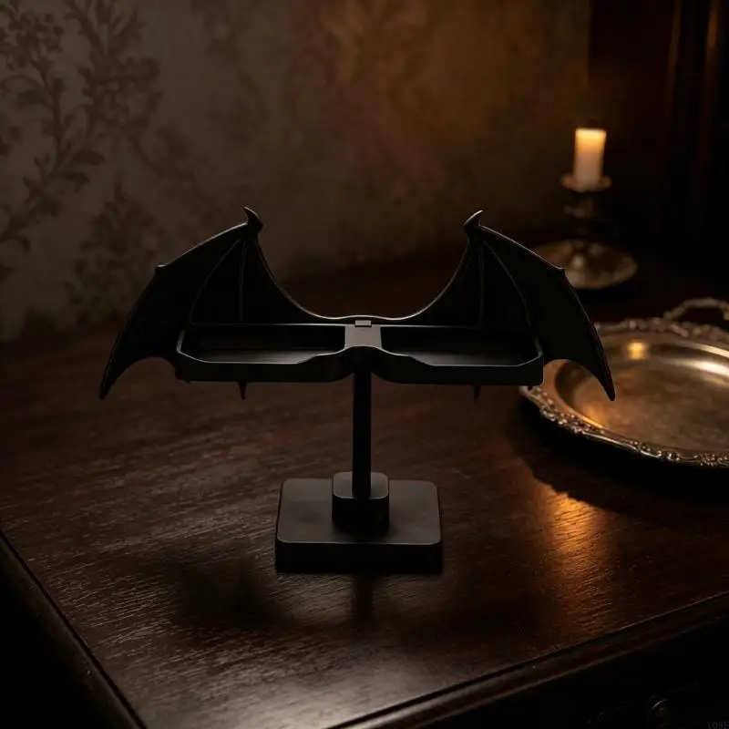 Wing Shaped Glasses Display Shelf Black Frame Add On with Textured Detail for Halloween Styling, Stage Wear, Y08E