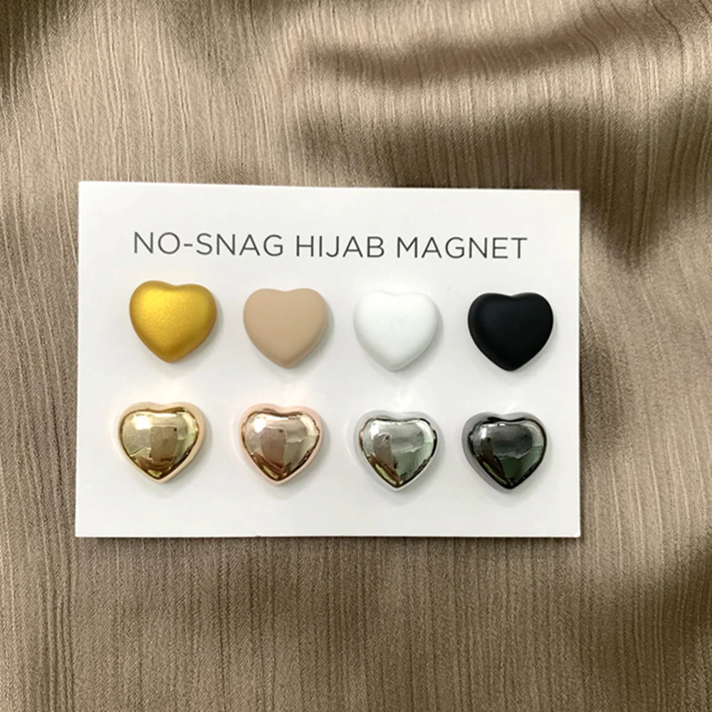 Hijab Magnetic Pins Heart Magnets Strong Magnetic Holder Accessories Clasp Pinless Brooch For Women Hijabs Scarves Clothes