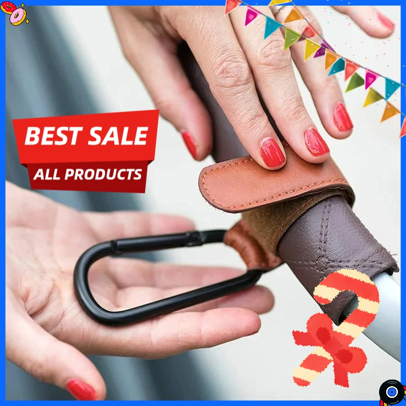 2Pcs Leather Cart Hooks Baby Stroller Hook PU Adjustable Pram Hook Organizer Diaper Bag Hanger Children Travel Accessories