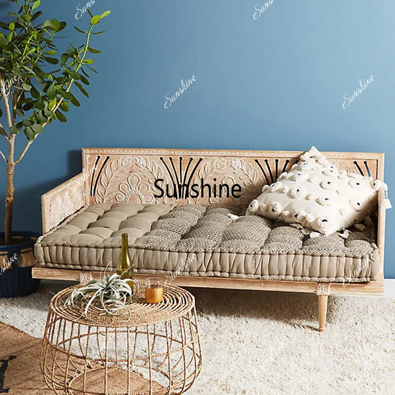 French solid wood carving flower combination sofa retro old luxury villa living room zen