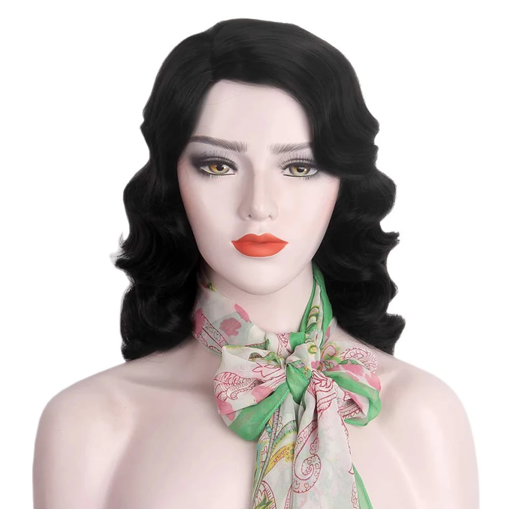 Synthetic Hair 1920s Wig Finger Wave The Great Gatsby Curly Long Wig Vintage Wigs for Women Lady Heat Resistant Costume Wigs