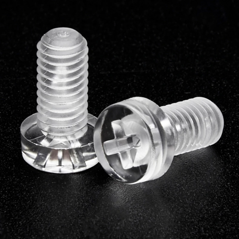 M2 M2.5 M3 M4 M5 M6 M8 Transparent Acrylic Cross Round Head Screws Plastic Insulated Cross Bolt