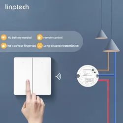 Linptech Self-Powered Wireless Switch No Wiring No Battery No WiFi Required with Receiver Remote Control ip67 Waterproof