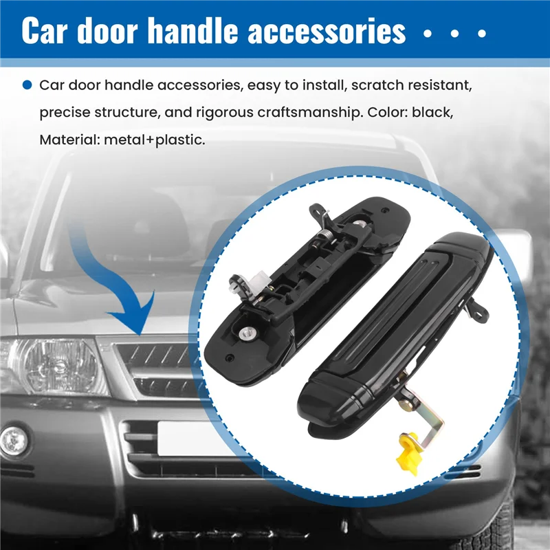 

AC34-4Pcs Car Front Rear Outer Door Handle Black For Mitsubishi Pajero Montero V31 V32 V33 V43 V46 V47