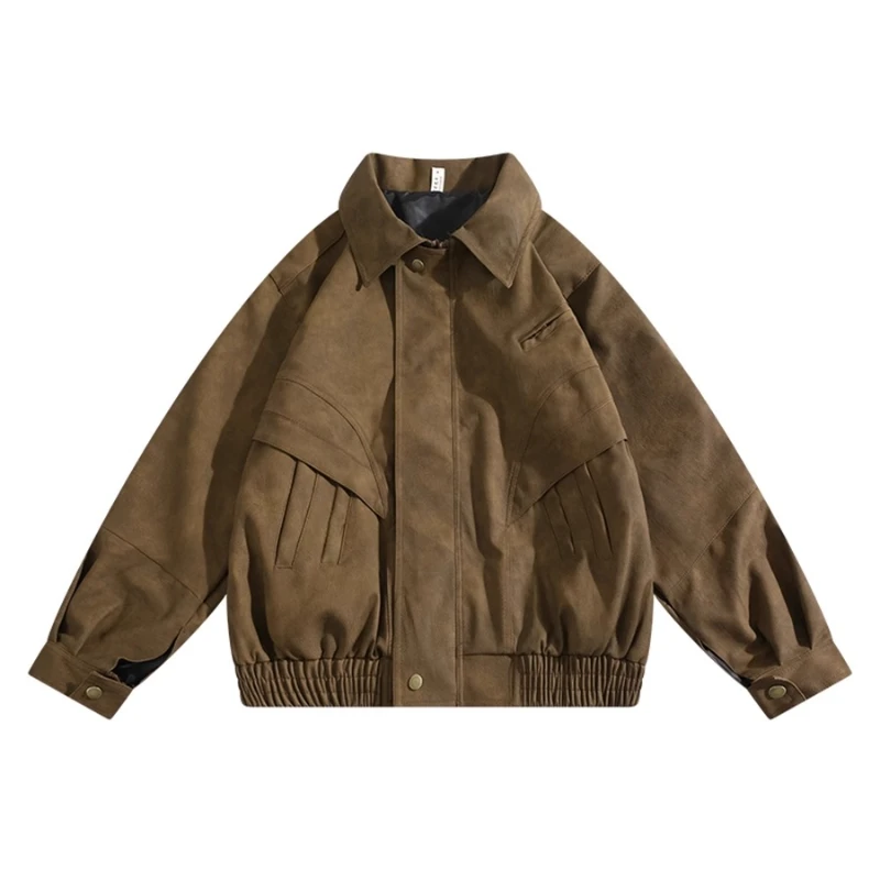 

Мужская винтажная куртка из искусственной замши, осенне-зимняя американская уличная одежда, модное пальто с лацканами, крутая укороченная верхняя одежда в стиле ретро