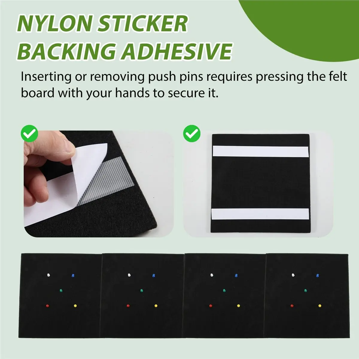 doyme Cork Board Alternative, 6 Pack Felt Wall Tiles with 50 Pushpins, Black Cork Boards for Walls Cork Board