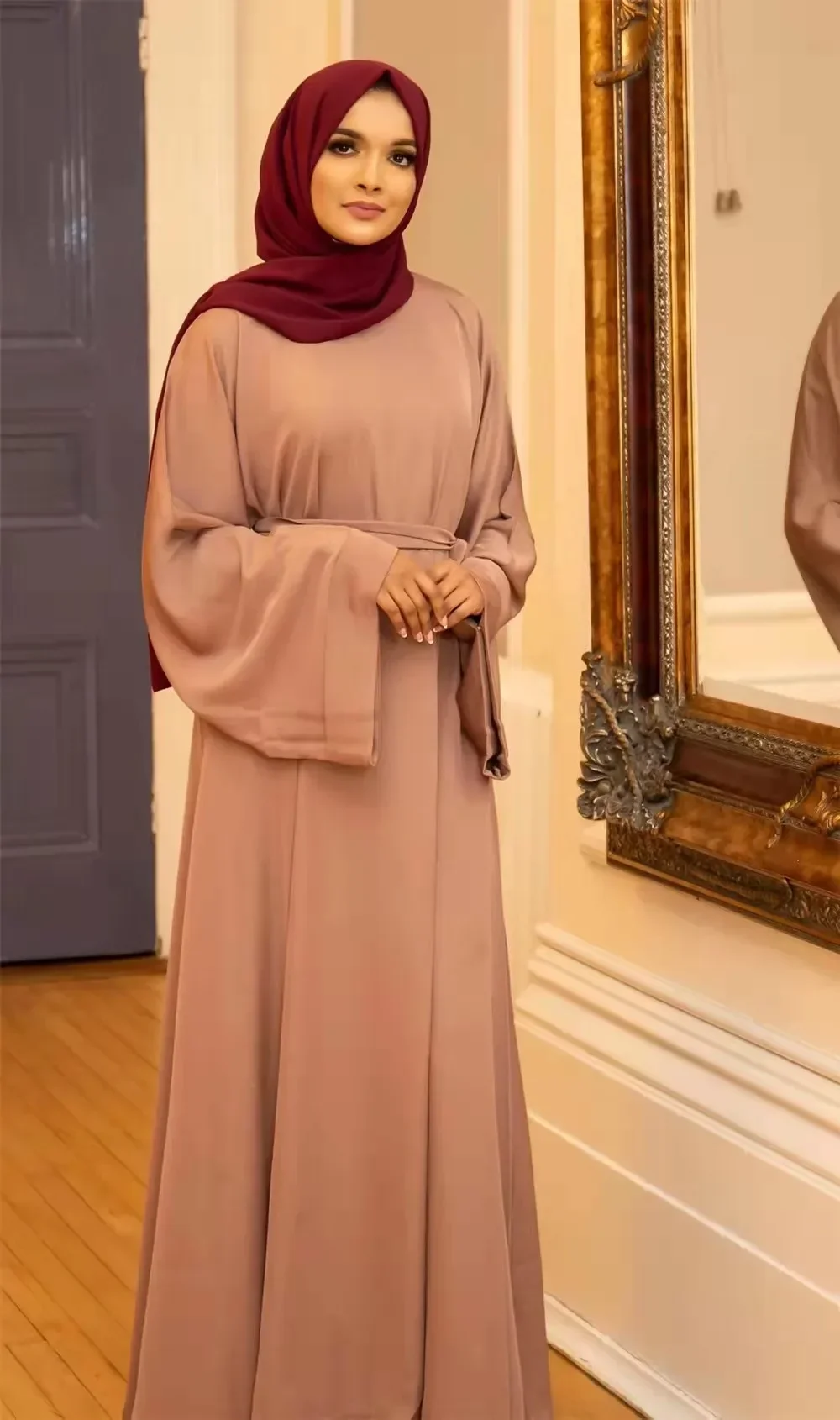 African Kaftan Muslim Abayas for Women Saudi Dubai Ramadam Prayer Green Clothing Kaftan Femme Robe Hijab Musulmane Hijab Autumn