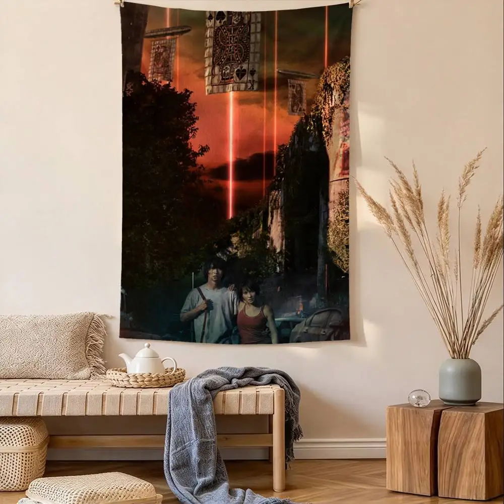 I-Imawa no K-Kuni no Alice Survival Game Tapestry Tropical Ocean Wall Hanging for Bedroom Living Room Dorm Home Decor
