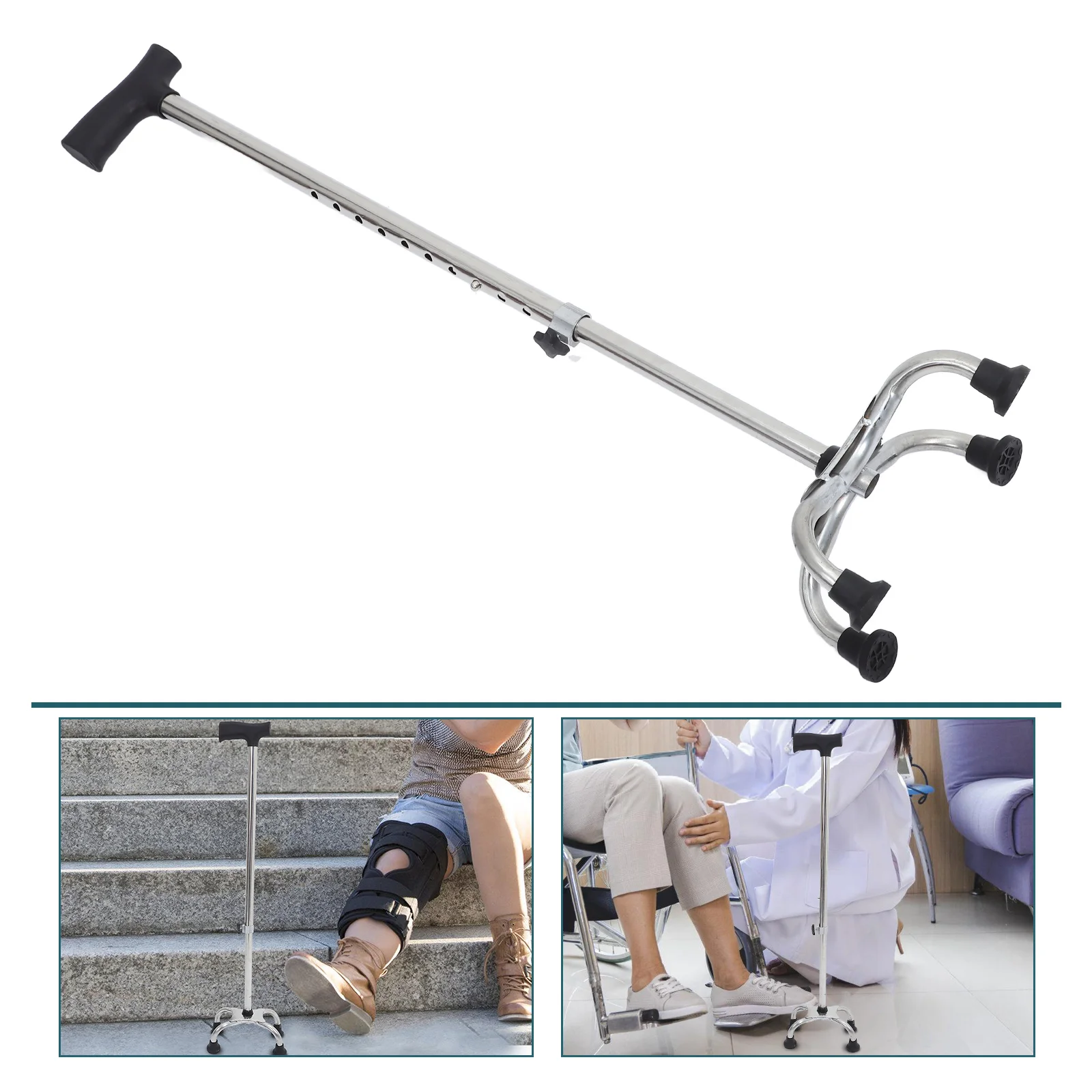 Self Standing Folding Cane Patient Assist Crutches Walking Sticks for Seniors Man Men