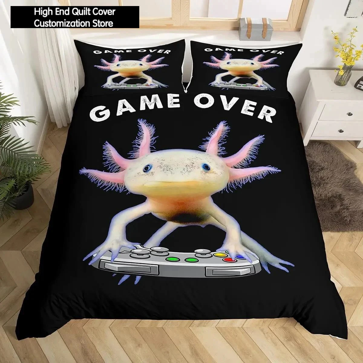 Axolotl Animal Cute Pet Quilt Cover Pillowcase 3Piece Comforter Bedding Set With Pillow Case Single Double Duvet Cover