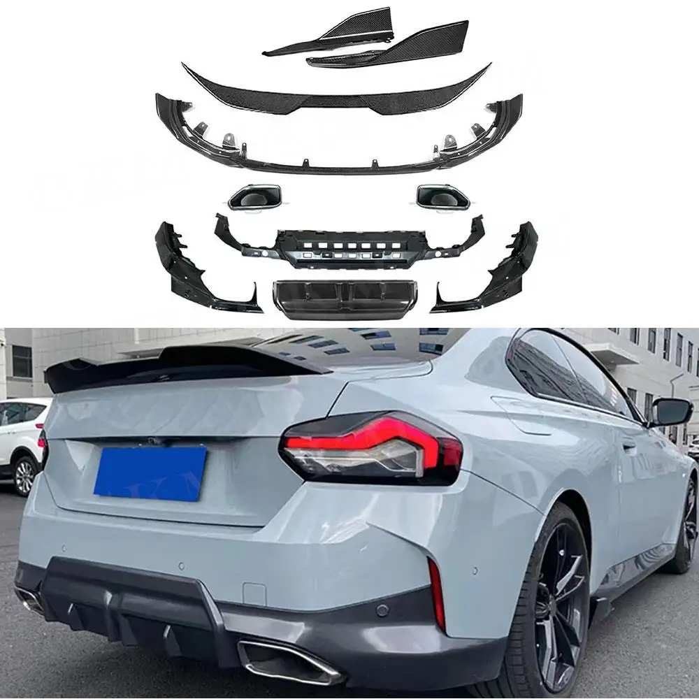 

for BMW 2 Series G42 M-Sport Coupe 2021 + Front Lip Rear Bumper Diffuser Side Skirts Rocker Panels Duckbill Rear Trunk Spoiler