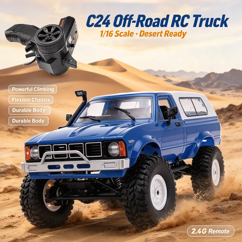 C24 RC Rock Crawler Truck 1/16 Scale 4WD Off Road Pickup 2.4G Remote All Terrain Climbing Vehicle Durable Chassis For Adult Teen