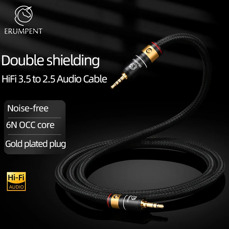 

Высококачественный аудиокабель OCC HiFi от 3,5 мм до 2,5 мм для усилителя телефона, двойной экранирующий позолоченный стереокабель 3,5 мм от штекера до 2,5 мм