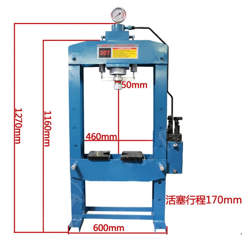 20T Manual Hydraulic press, Bearing press, Frame type gantry forging press, Stamping machine, Die press