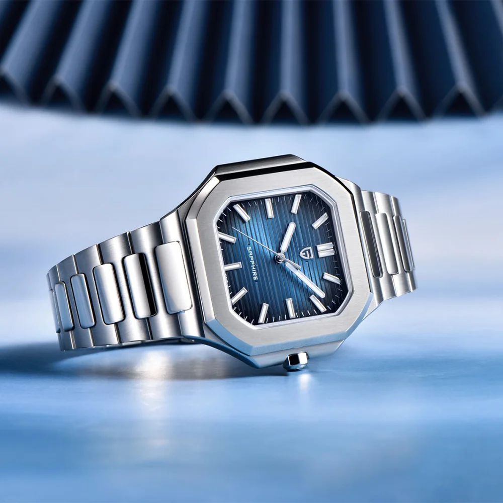 2025 Pagani Design nuevo reloj cuadrado para hombre cristal de zafiro de lujo capa AR reloj de cuarzo resistente al agua de acero inoxidable para hombre