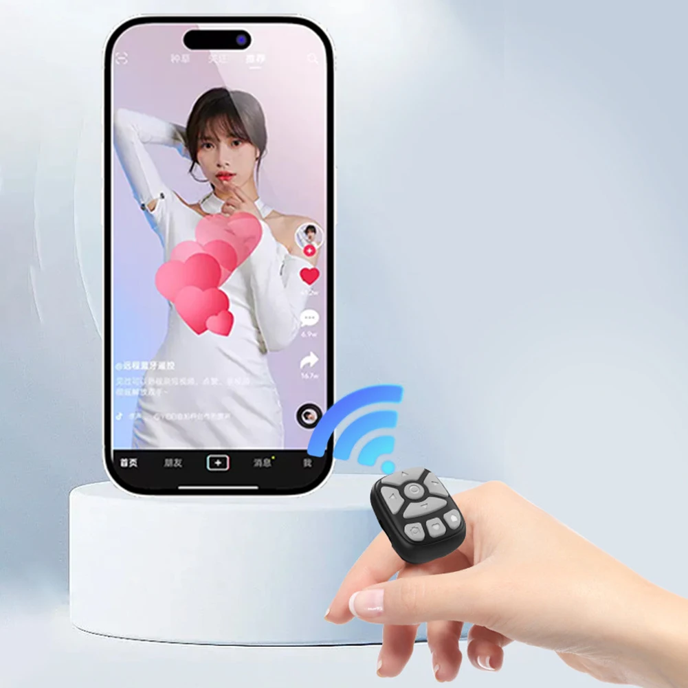 Wireless Camera Shutter Selfie Button Bluetooth Mobile Selfie Lazy Artificial Remote Control Ring Mini Remoter for TikTok Scroll